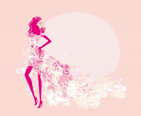 Vector floral fashion girl poster のイラスト素材