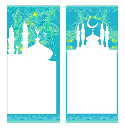 Ramadan background - mosque silhouette card set のイラスト素材