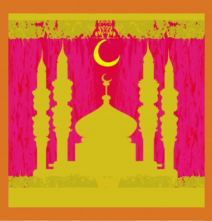Ramadan background - mosque silhouette vector card のイラスト素材