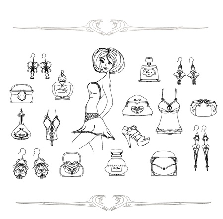 Fashion shopping icon doodle set のイラスト素材