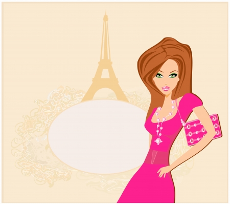 beautiful women Shopping in Paris のイラスト素材