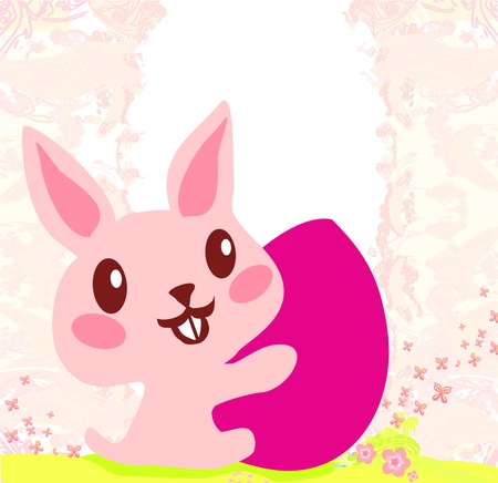 Illustration of happy Easter bunny carrying eggのイラスト素材