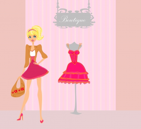 fashion girl Shopping illustration のイラスト素材