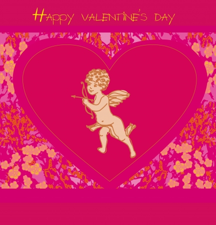 happy valentines day card with cupid のイラスト素材