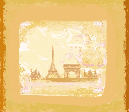vintage retro Eiffel card のイラスト素材