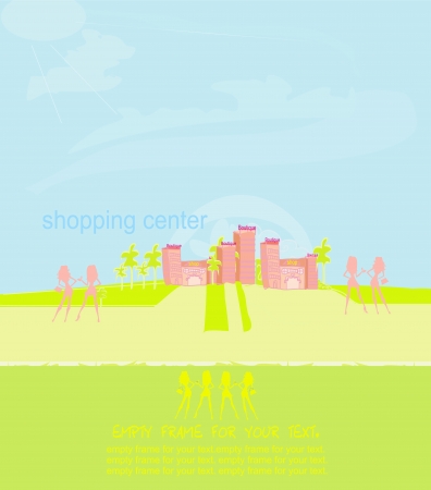 fashion silhouettes girls Shopping in the city のイラスト素材