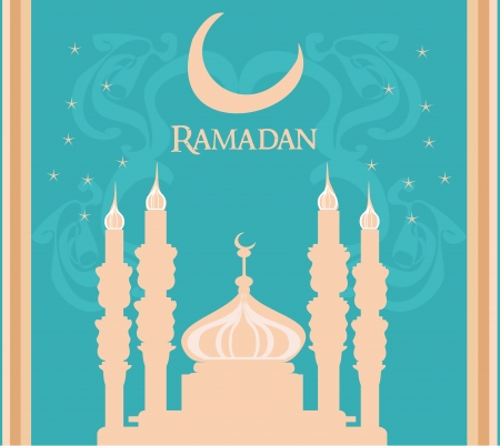 Ramadan background - mosque silhouette のイラスト素材