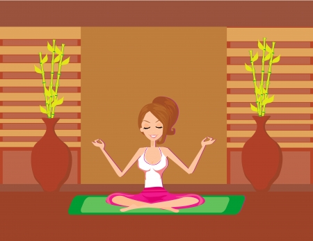 Yoga girl in lotus positionのイラスト素材