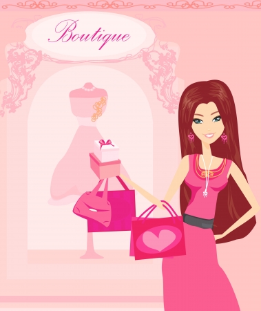 beautiful women Shopping のイラスト素材