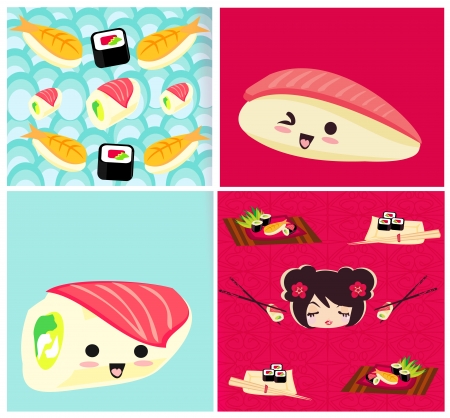 pattern with sushi のイラスト素材