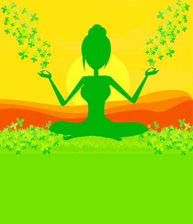 woman in a traditional yoga pose vector illustration のイラスト素材