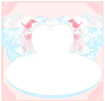 valentines day greeting card with 2 sweet love birds のイラスト素材