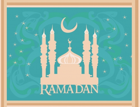 Ramadan background - mosque silhouette illustration card のイラスト素材