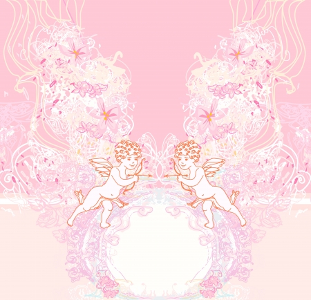 happy valentines day card with cupid のイラスト素材