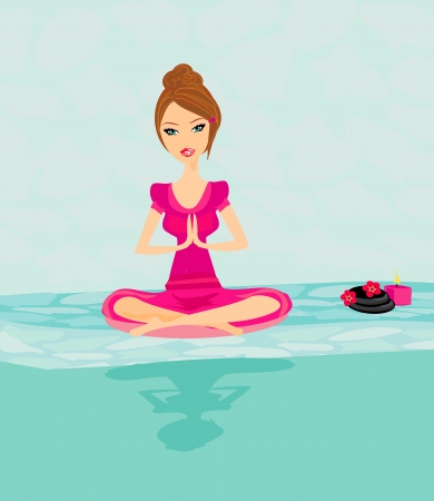 Yoga girl in lotus position のイラスト素材