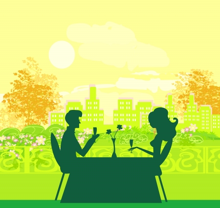 Young couple flirt and drink champagne のイラスト素材