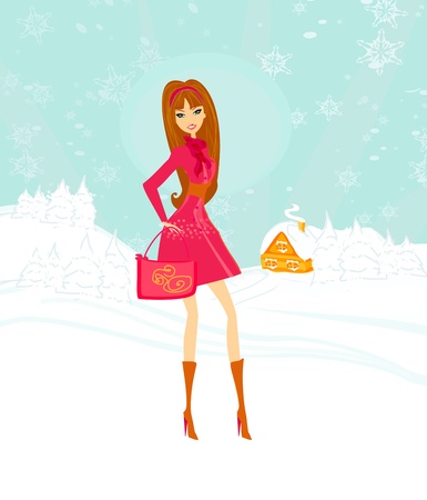 beautiful winter girl のイラスト素材