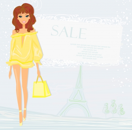  beautiful women Shopping in Parisのイラスト素材