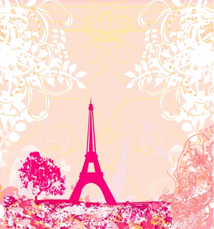  vintage retro Eiffel card のイラスト素材