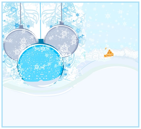  Christmas night in the village card のイラスト素材