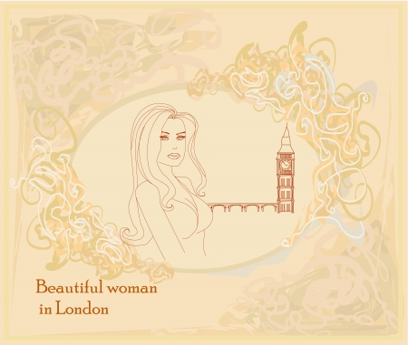  Beautiful woman in London のイラスト素材