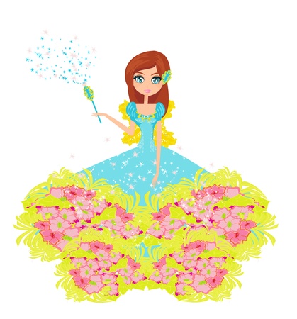  floral background with a beautiful fairy のイラスト素材
