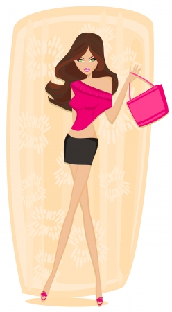  fashion girl Shopping          のイラスト素材