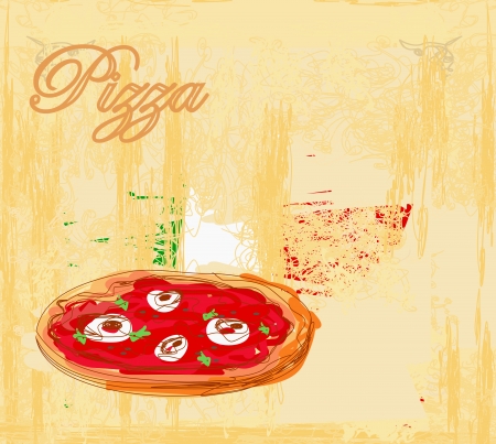  Pizza grunge poster のイラスト素材