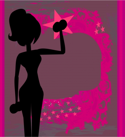  fit woman exercising with two dumbbell weights on her hands のイラスト素材