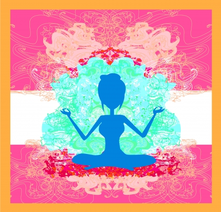  Silhouette of a Girl in Yoga pose のイラスト素材
