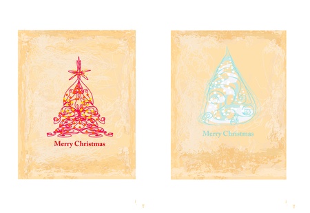  Abstract christmas tree card setのイラスト素材