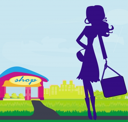 Shopping woman silhouetteのイラスト素材