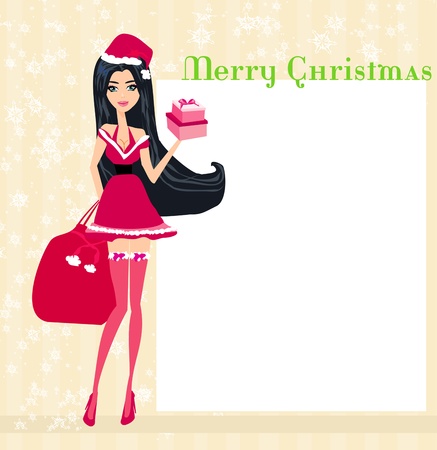  beautiful pin-up girl in Christmas inspired costume のイラスト素材