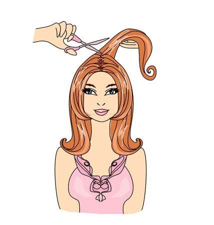  hairdresser making haircut at beauty salon のイラスト素材