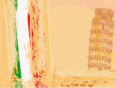  vector pisa tower grunge background のイラスト素材