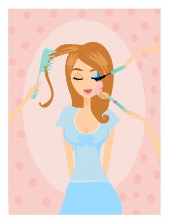  Make-up girl のイラスト素材