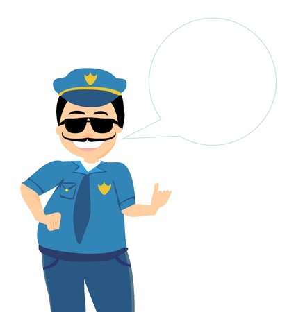 policeman in uniform and goggles illustration isolated on white background のイラスト素材