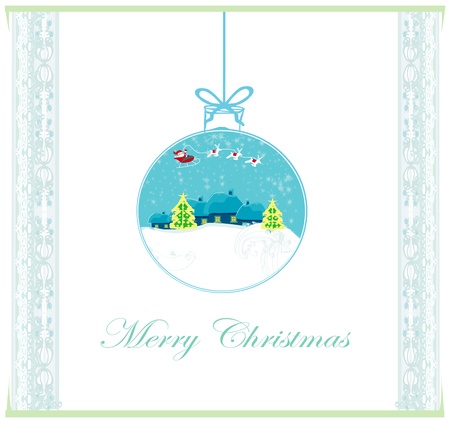  Happy New year card with Santa and winter landscape のイラスト素材