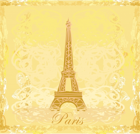  vintage retro Eiffel card のイラスト素材