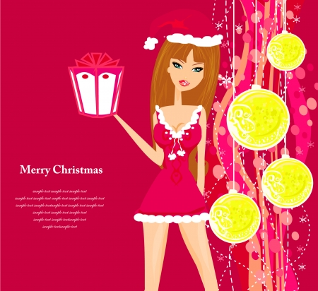  beautiful pin-up girl in Christmas inspired costume のイラスト素材