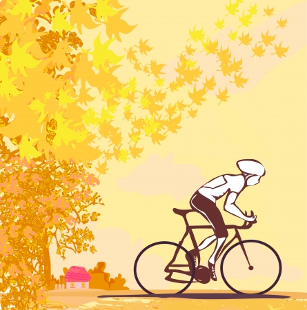  outdoor autumn bike riding のイラスト素材