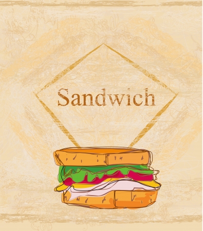 grunge background with sandwich のイラスト素材