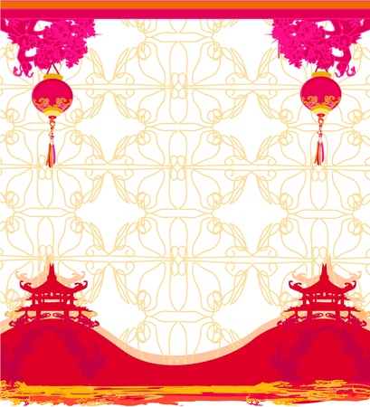 abstract Chinese landscape backgroundのイラスト素材