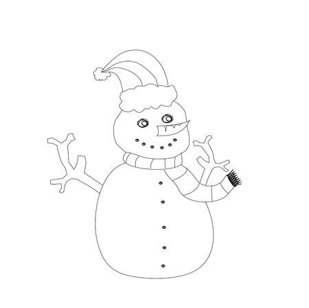 hand drawn snowmanのイラスト素材