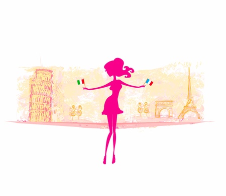 Shopping in France and Italy のイラスト素材