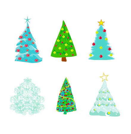  Christmas tree set のイラスト素材