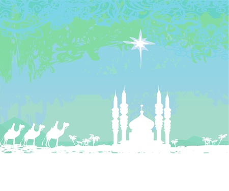  Classic three magic scene and shining star of Bethlehem, vector illustration のイラスト素材