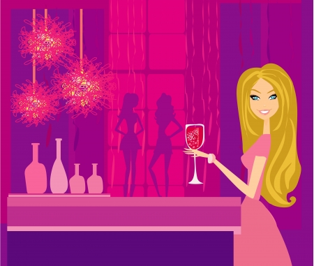  Beautiful disco girl with drink のイラスト素材