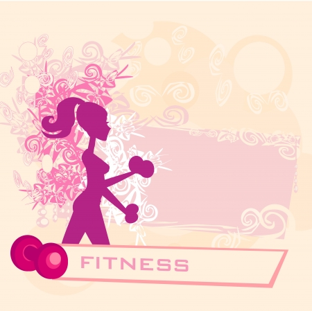 fit woman exercising with two dumbbell weights on her hands posterのイラスト素材