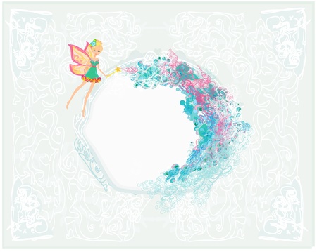  floral background with a beautiful fairy のイラスト素材
